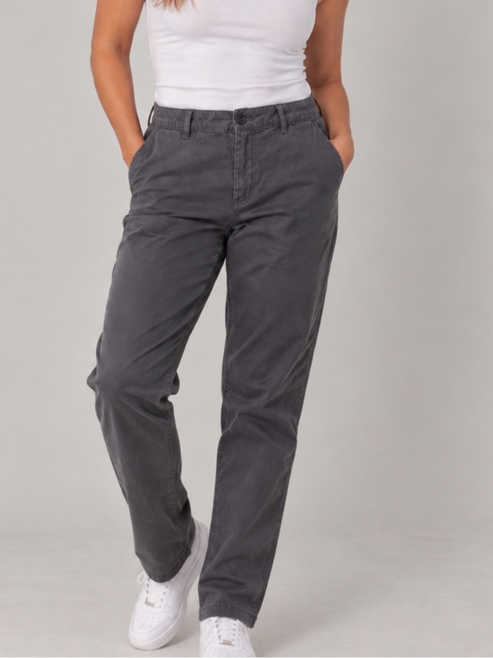 Eddie Bauer Slim Fit Boyfriend Jeans Size 12 Grey Straight Leg Casual Utility